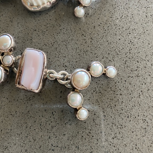 Vintage Druzy Sterling Rose Quarts Bracelet - Picture 2 of 7